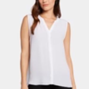 NYDJ  Sleeveless Pintuck Blouse - White